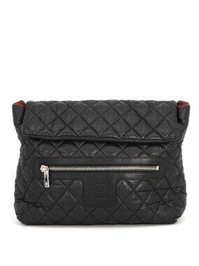 Chanel Backpack CC Logo Quilted Coco Leather Black